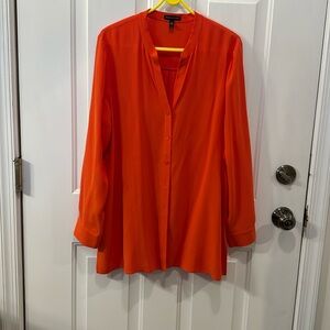 Eileen Fisher Orange silk blouse sz large